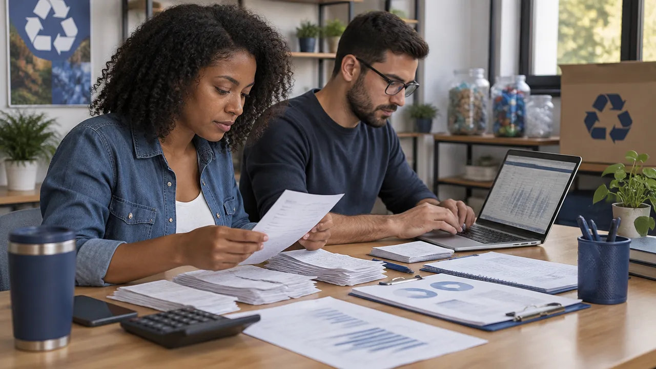 Equipe de projeto confere notas fiscais e organiza a prestação de contas digital