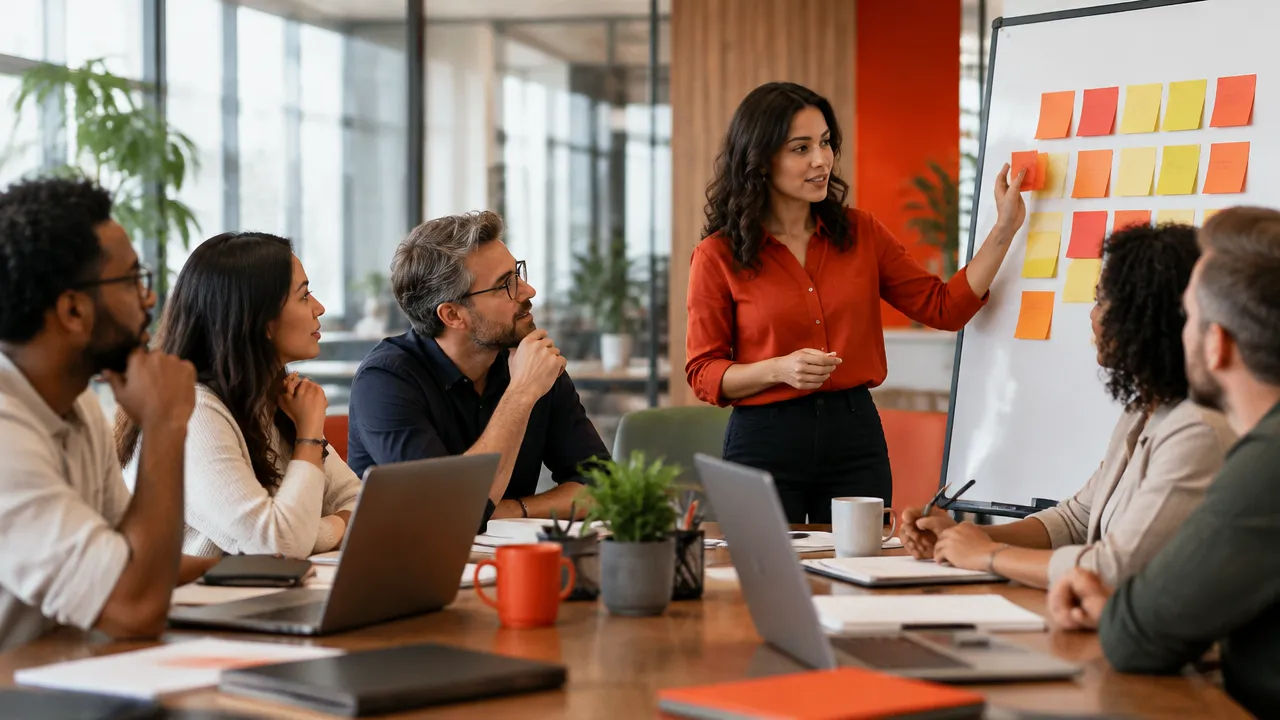 Equipe realiza uma retrospectiva de projeto com escuta e colaboração para aprender com erros