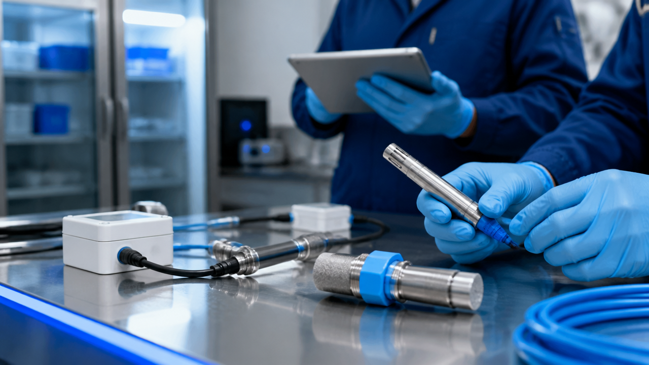 Equipe técnica verifica sensores e calibração em ambiente crítico