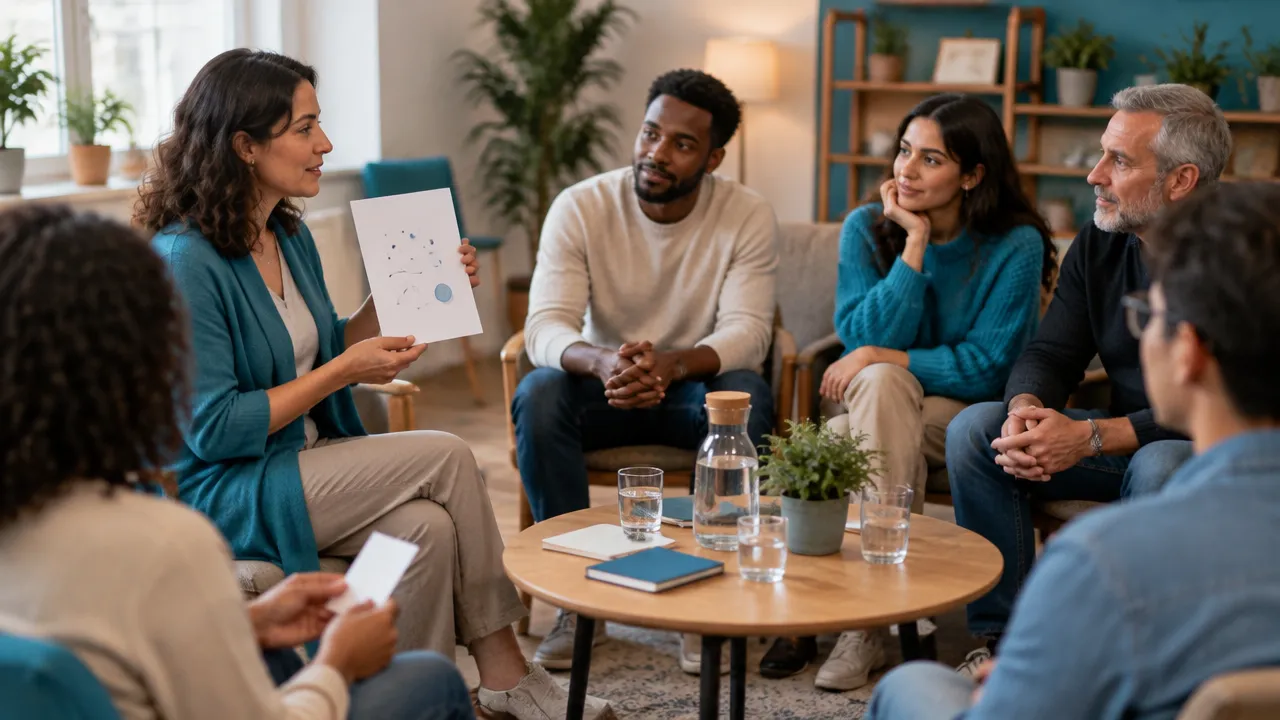 Facilitadora y participantes acuerdan pautas de escucha y cuidado antes de conversar.