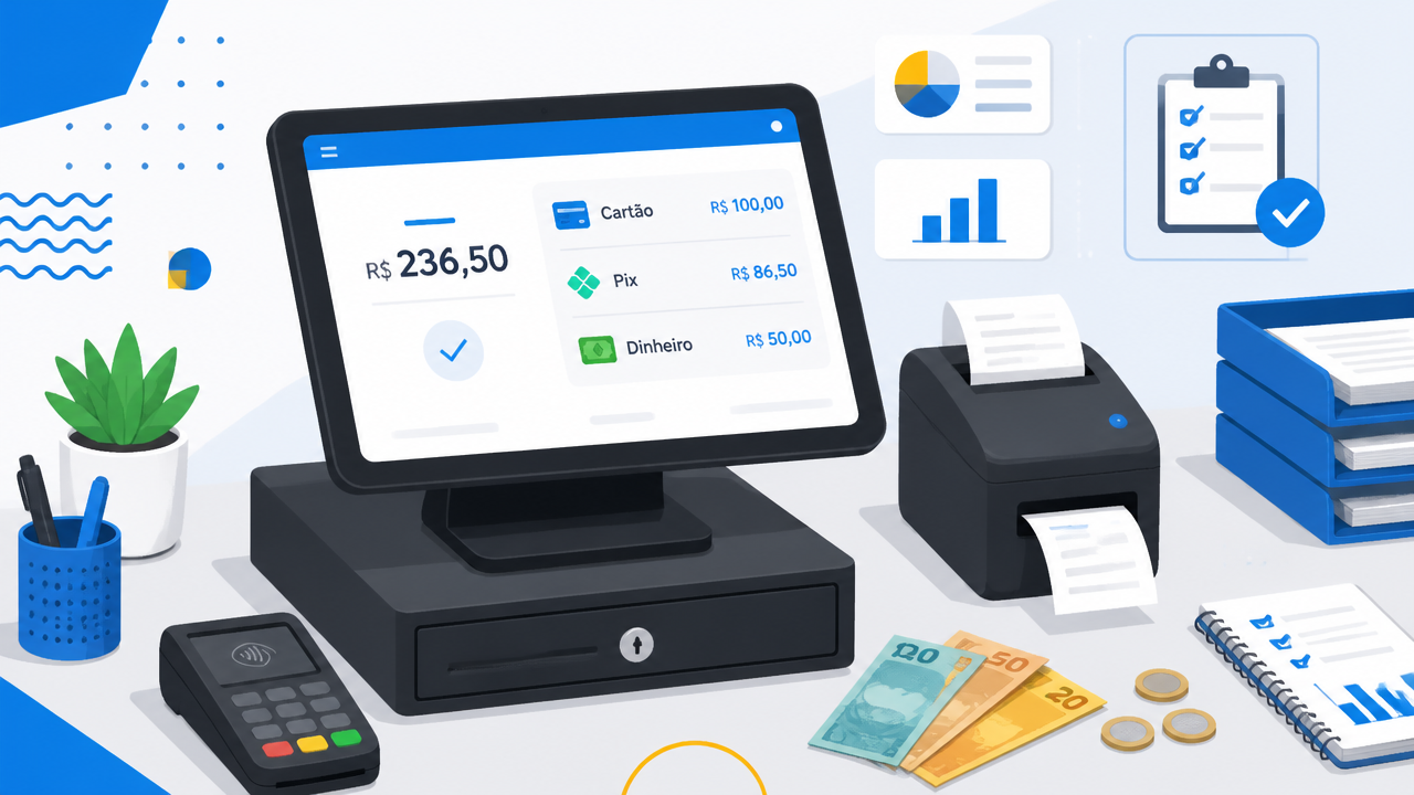 Fechamento da conta e recebimento em diferentes formas de pagamento na mesma maquininha.