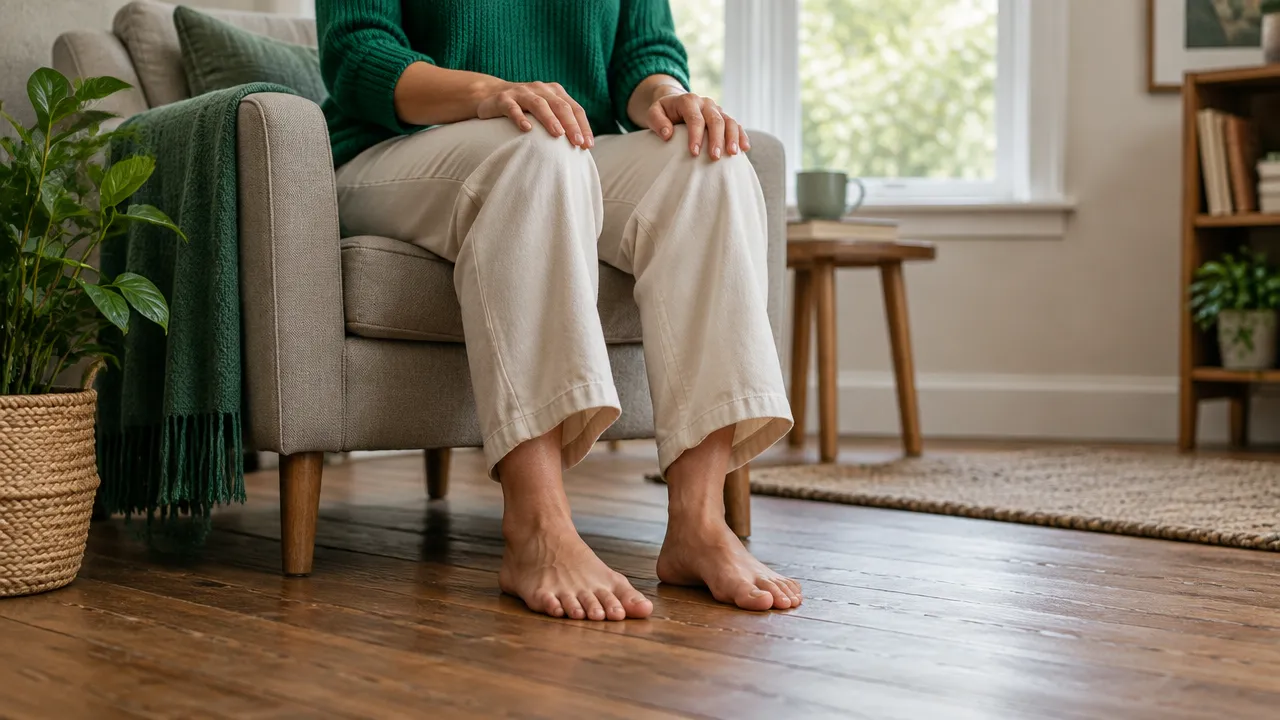 Feet planted on the floor during a simple sensory grounding practice