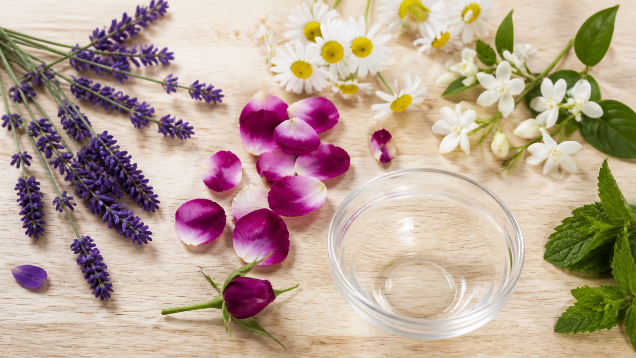 Flores de primavera organizadas para preparar um banho energético