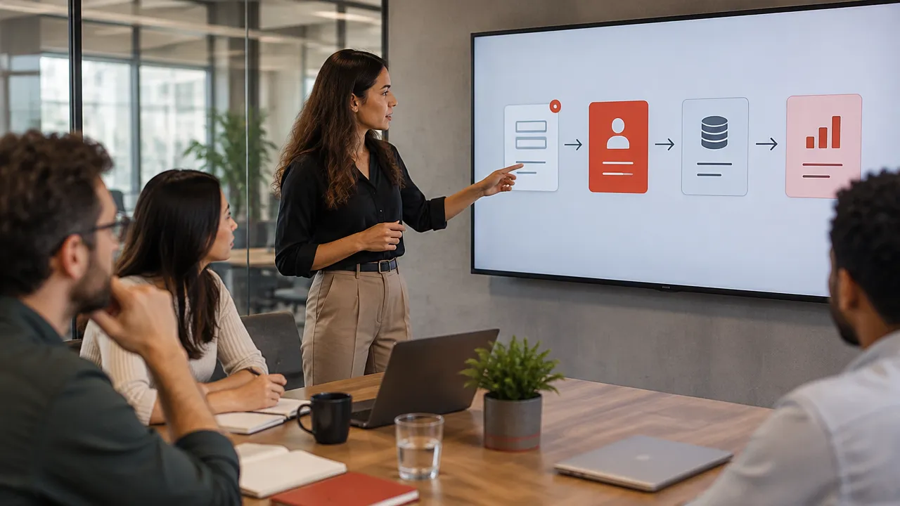 Fluxo visual abstrato mostra como os dados passam do formulário ao CRM e à equipe de vendas