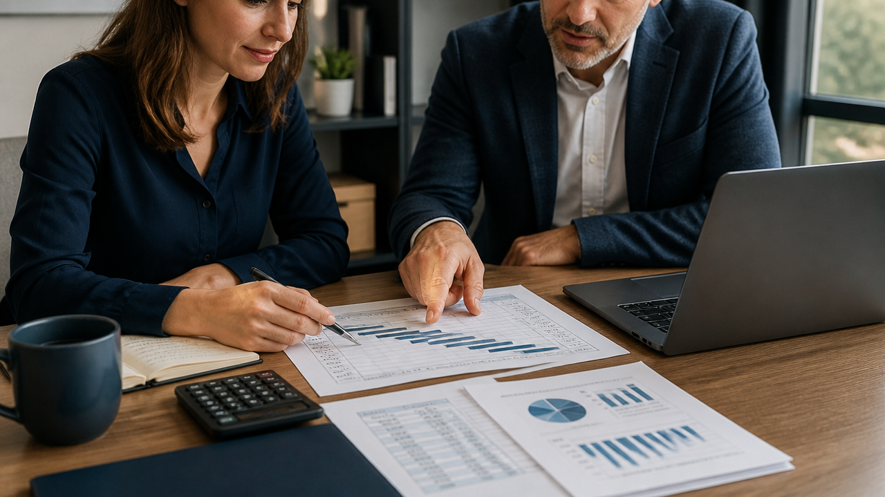Founder and advisor reviewing hiring timelines and financial projections for an immigration business plan