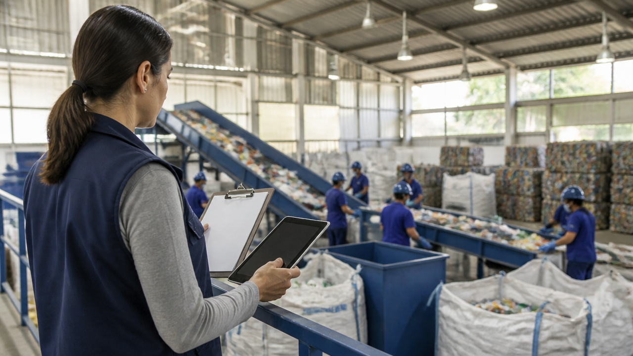 Gestão de projeto de reciclagem com controle operacional e foco em impacto ESG.