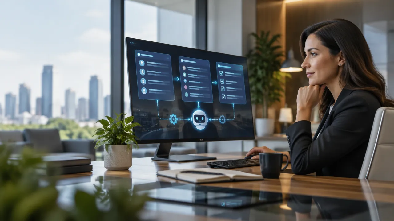 Gestora comercial acompanhando processos de vendas automatizados por RPA em telas de CRM