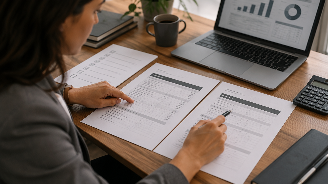 Gestora compara propostas de BPO financeiro usando uma lista de escopo e custos.