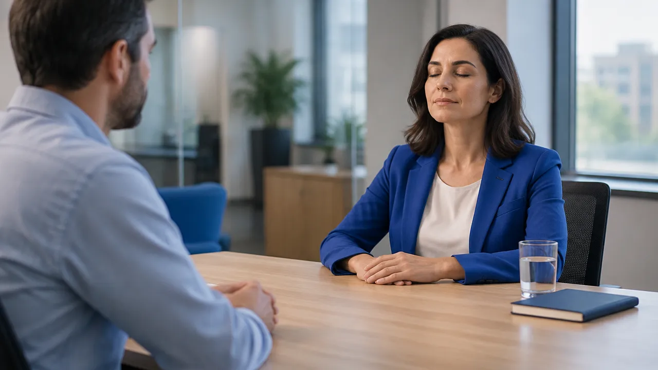 Gestora faz uma pausa consciente antes de uma conversa importante com um colega