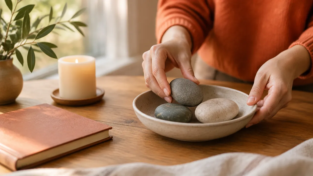 Hands place smooth stones in a bowl to acknowledge separate losses.