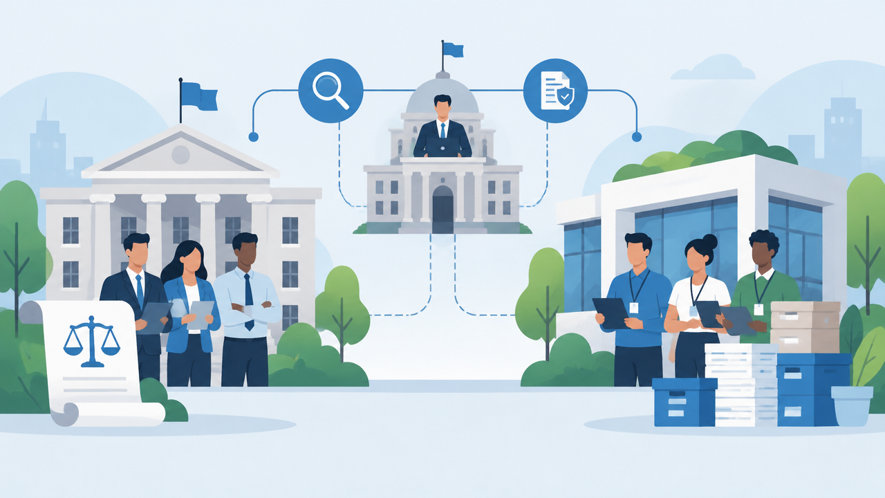 Ilustração compara fundações públicas de direito público e de direito privado sob controle municipal