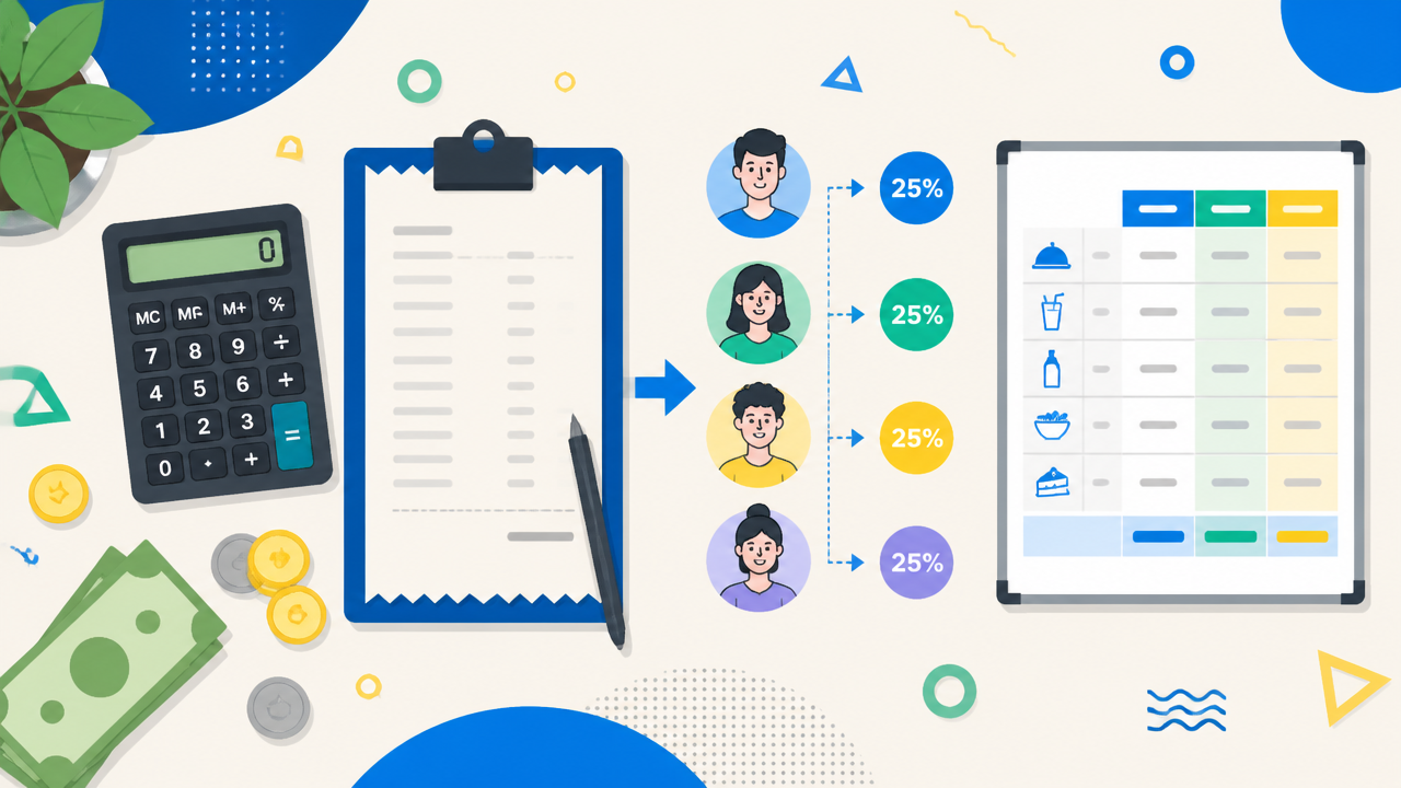 Ilustração de cálculo de comissão com comandas, percentuais e rateio por pontos