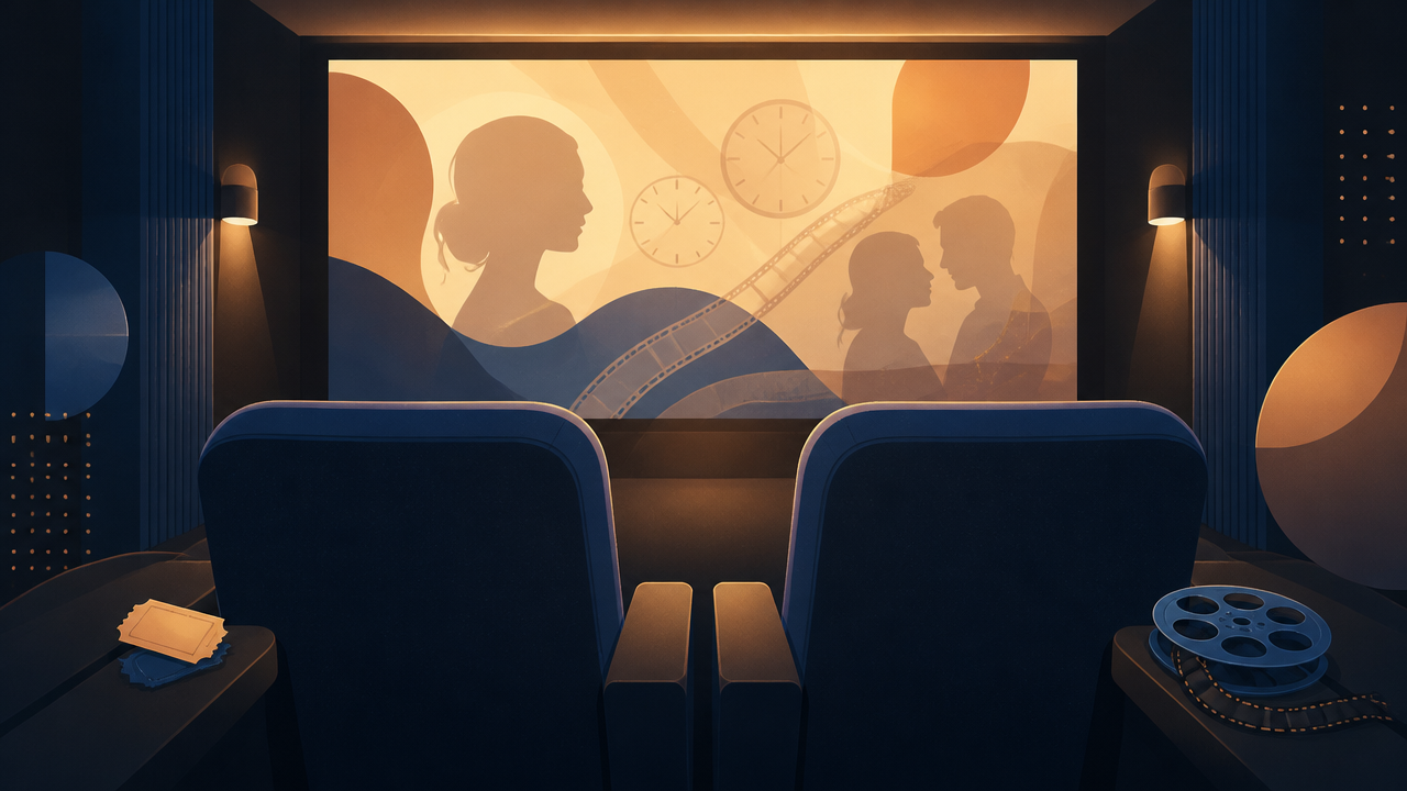 Ilustração de poltronas de cinema e clima emotivo para falar de dramas dos anos 2000