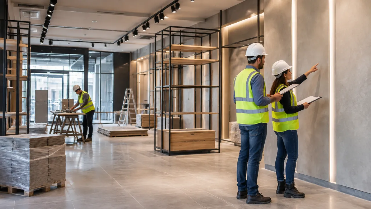 Inspeção técnica das etapas de implantação de uma loja comercial antes da abertura