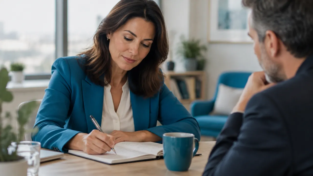 Líder registra uma ação de desenvolvimento durante uma sessão de coaching executivo