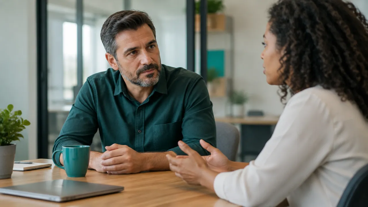 Liderança escuta com atenção uma profissional que compartilha uma preocupação no ambiente de trabalho
