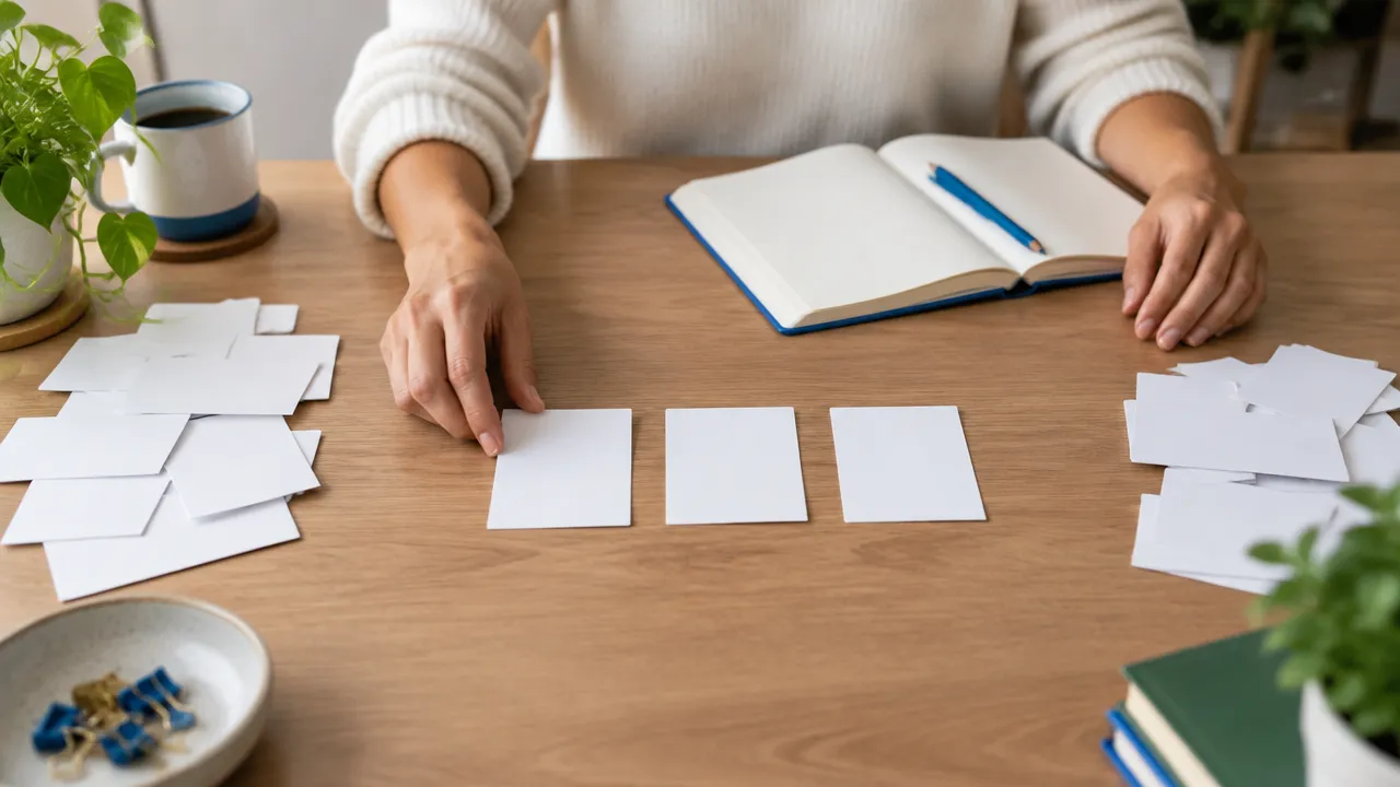 Manos organizan tres alternativas para simplificar una decisión personal