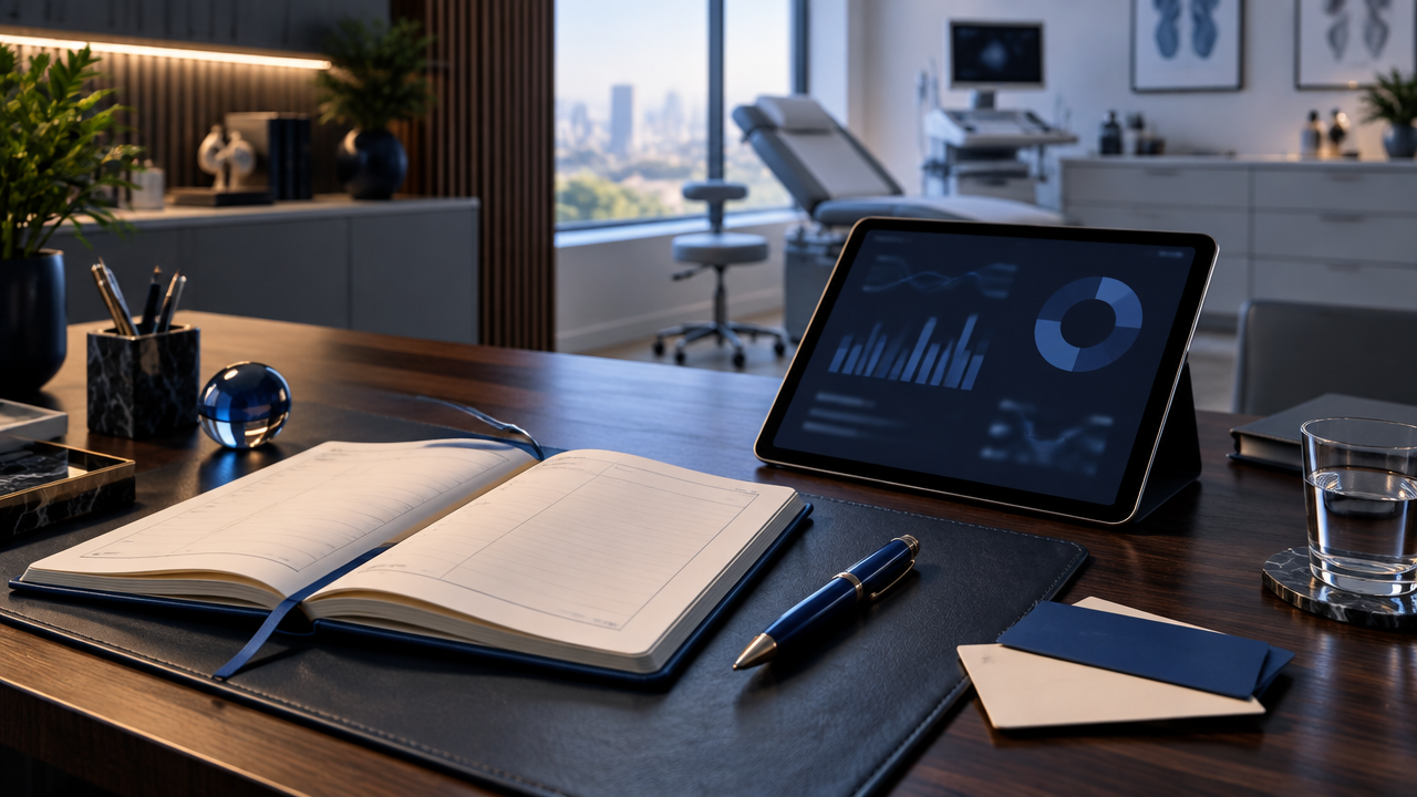 Materiais de planejamento e agenda representam um funil de marketing médico responsável