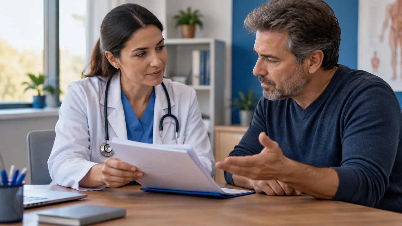 Médica explica opções de tratamento enquanto paciente participa da decisão informada