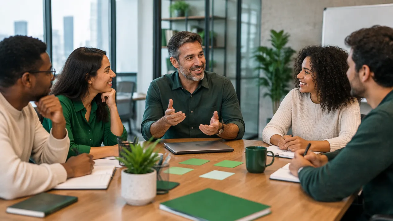 Mentor facilitando uma conversa em grupo para apoiar o progresso dos mentorados