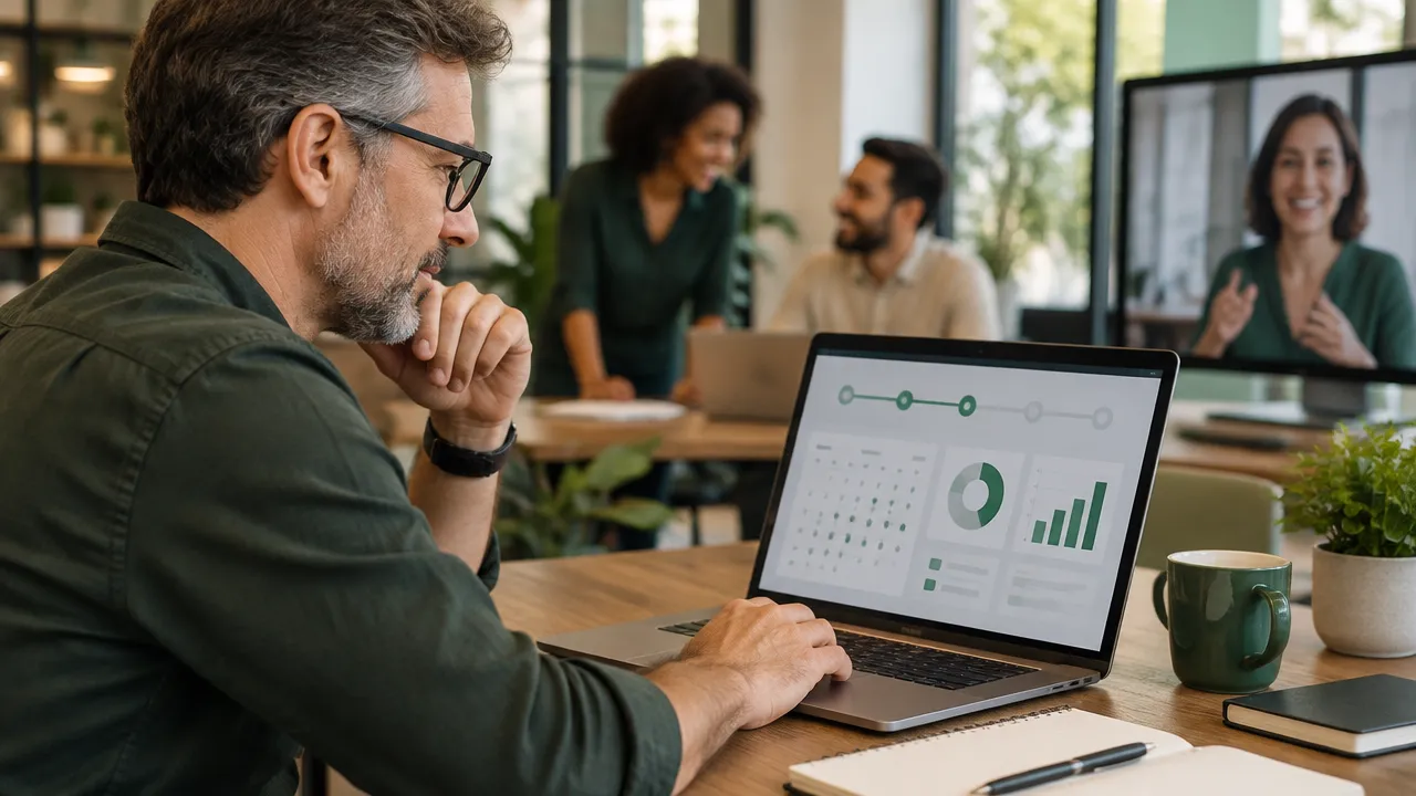 Mentor organiza uma jornada digital e acompanha a equipe para manter consistente a experiência dos participantes.
