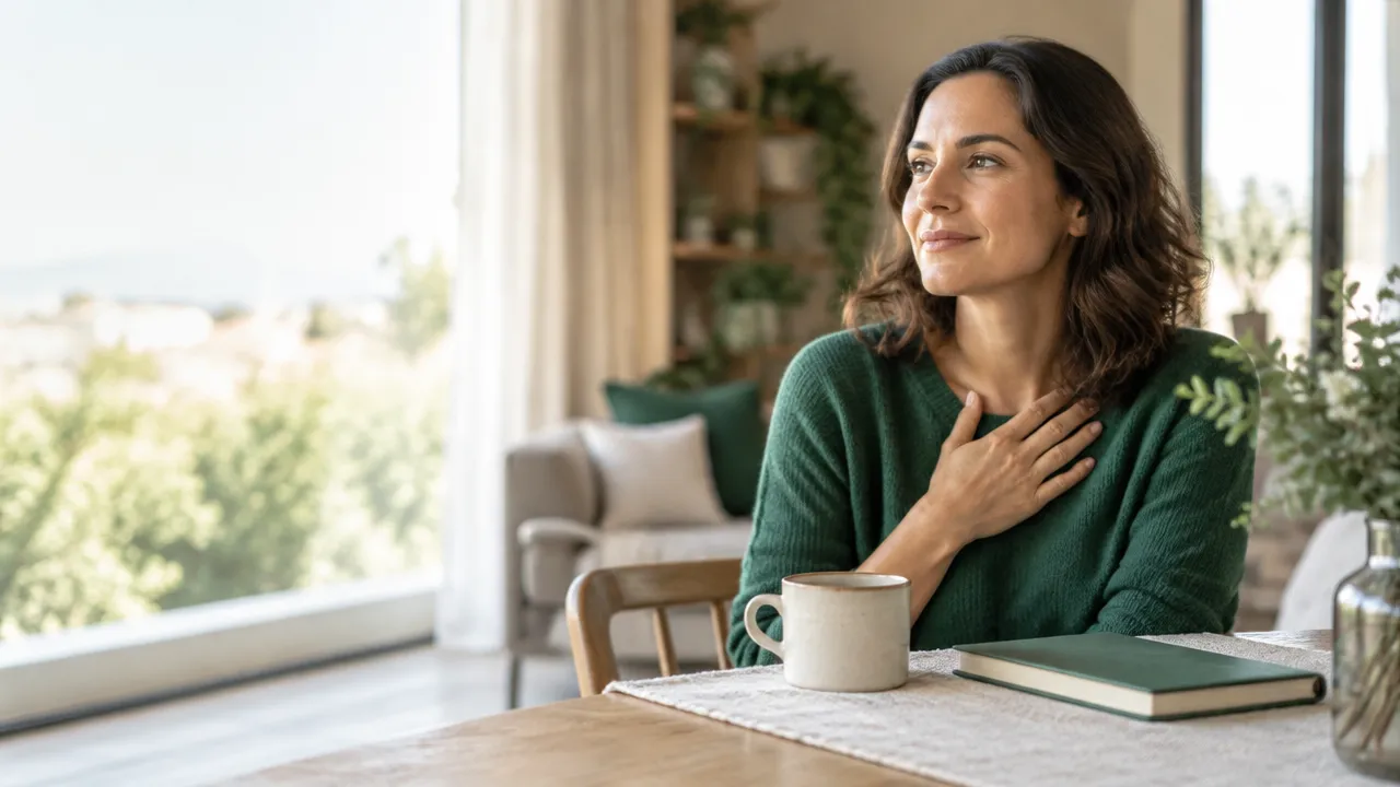 Mujer haciendo una pausa consciente antes de una conversación, imagen sobre inteligencia emocional
