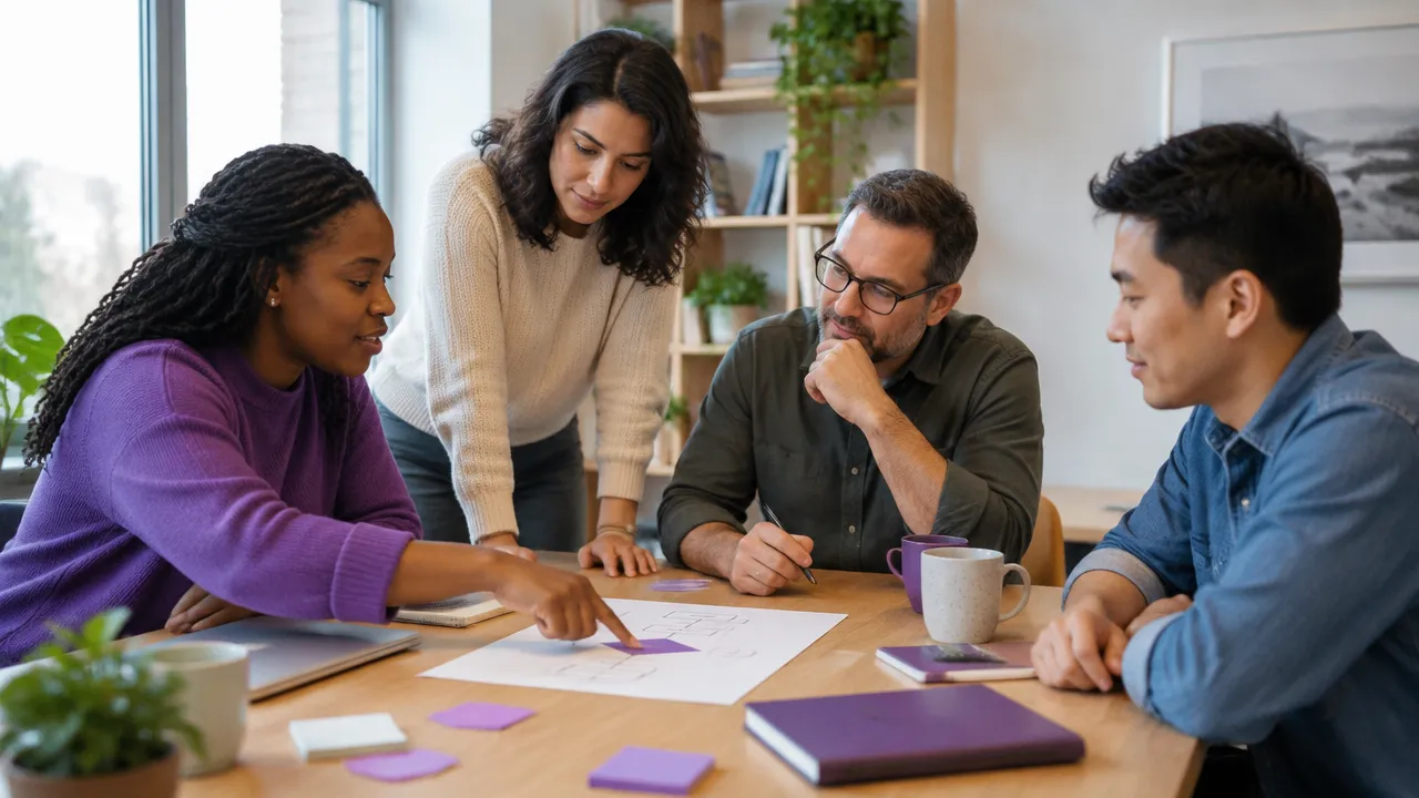 Nonprofit colleagues calmly clarifying decision ownership during a team meeting