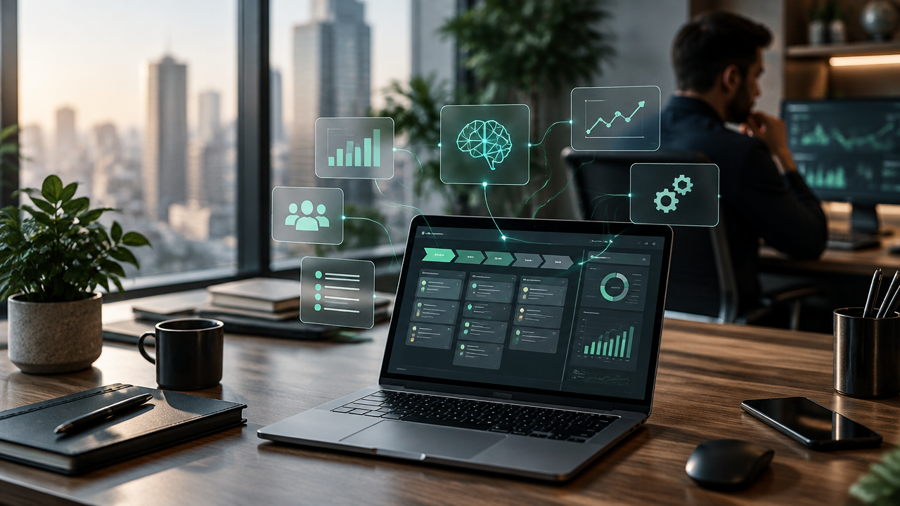 Painel de CRM e automação inteligente integrados a uma operação de vendas B2B