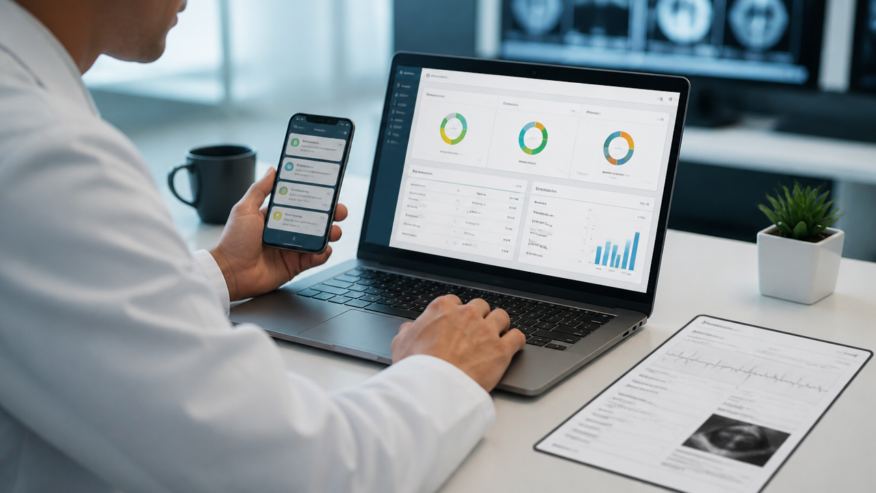 Painel digital de indicadores e laudos cardiológicos em operação online integrada