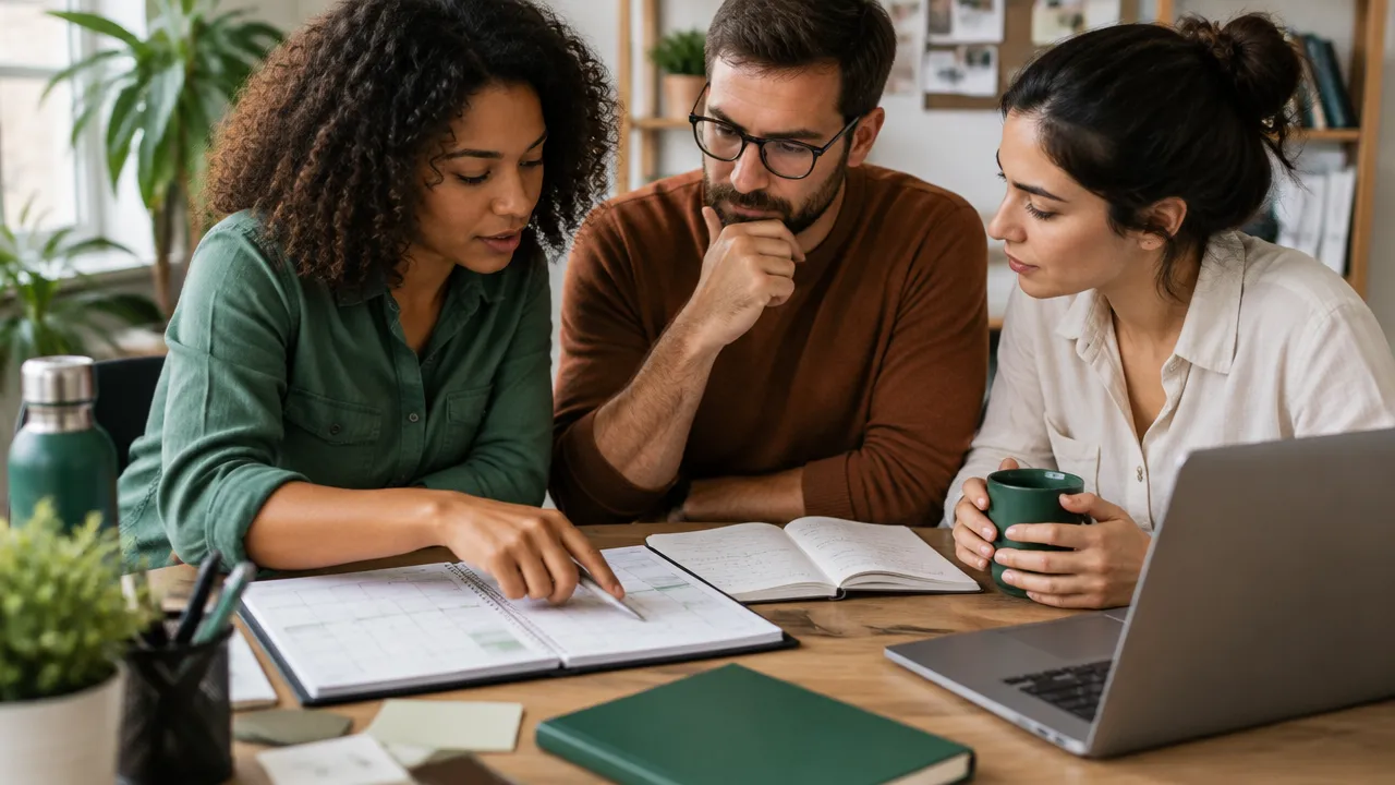 Pequena equipe relaciona prioridades semanais às decisões do trabalho cotidiano