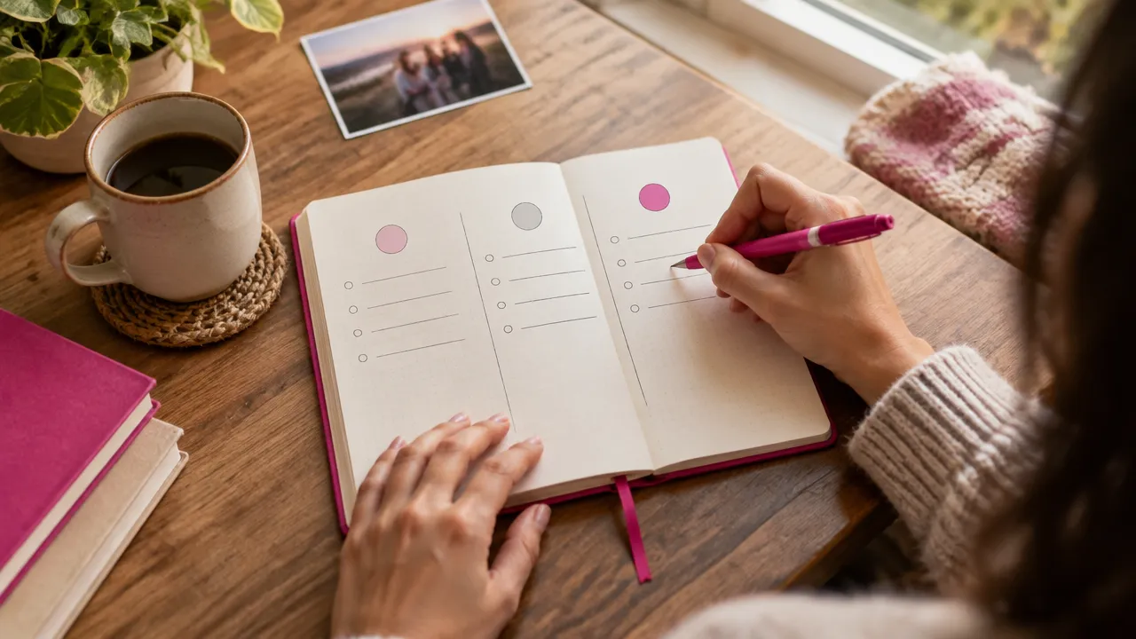 Persona anotando en un cuaderno para distinguir experiencias propias de etiquetas heredadas