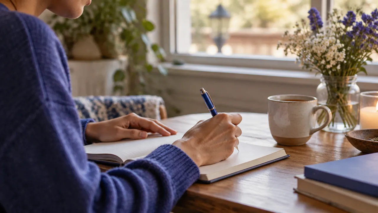 Persona escribe en un cuaderno como parte de un proceso personal de duelo