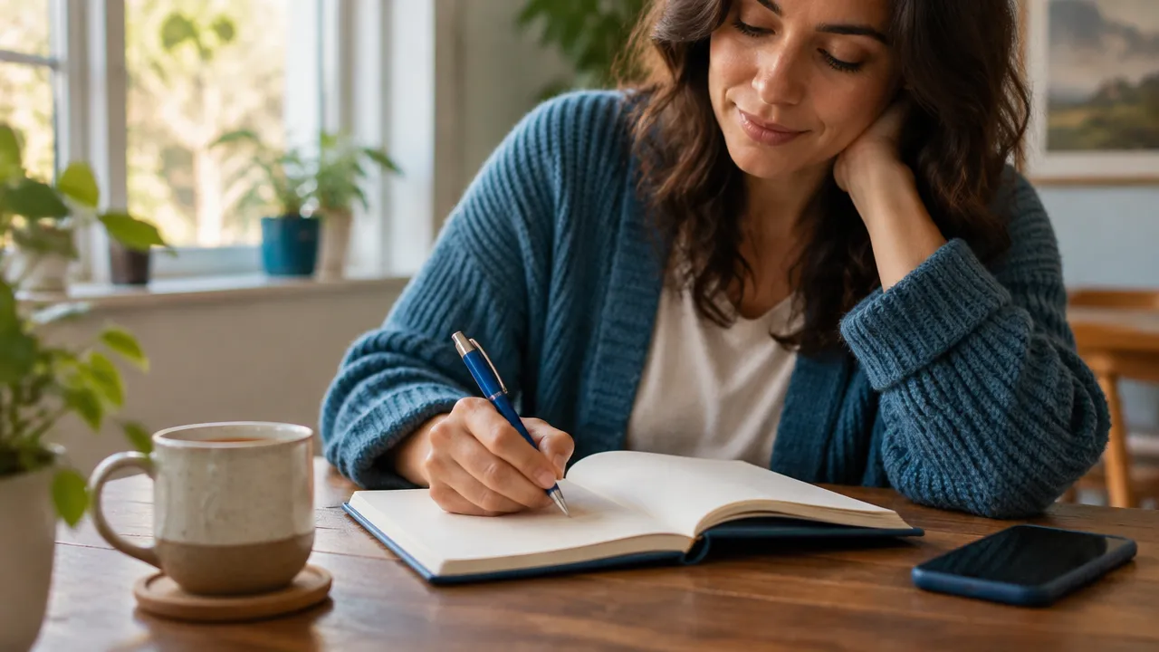 Persona escribiendo en un diario para explorar qué necesidad hay detrás del aburrimiento