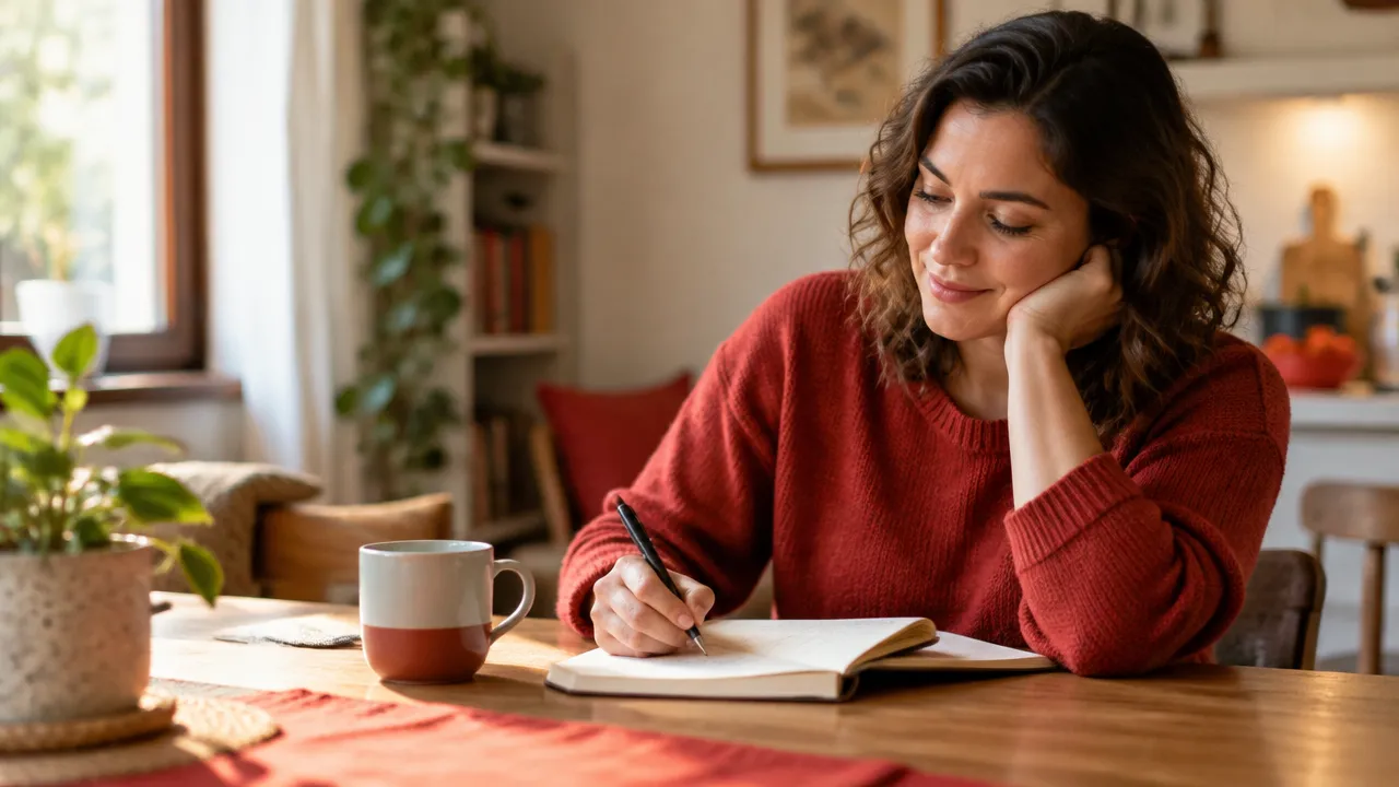 Persona que escribe en un cuaderno para ordenar sus emociones y elegir un paso manejable
