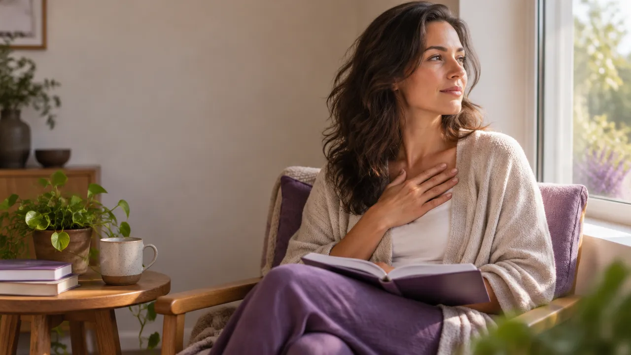 Persona que hace una pausa reflexiva junto a una ventana para reconocer sus emociones