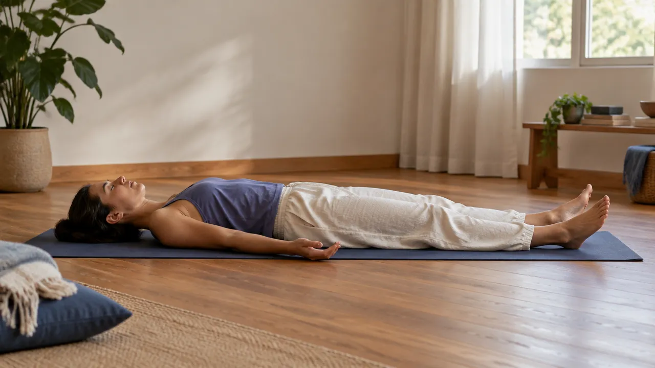 Persona recostada con comodidad durante una práctica tranquila de escaneo corporal