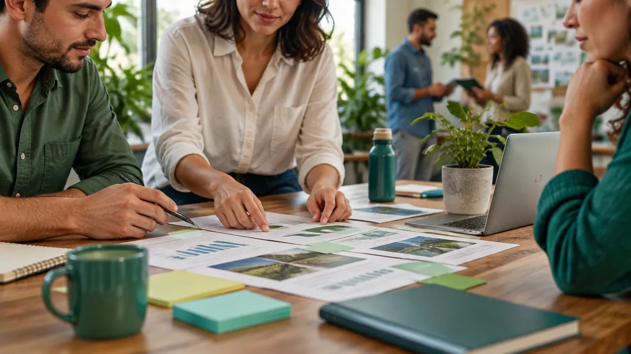 Personas de una empresa revisando evidencias y objetivos para mejorar su impacto