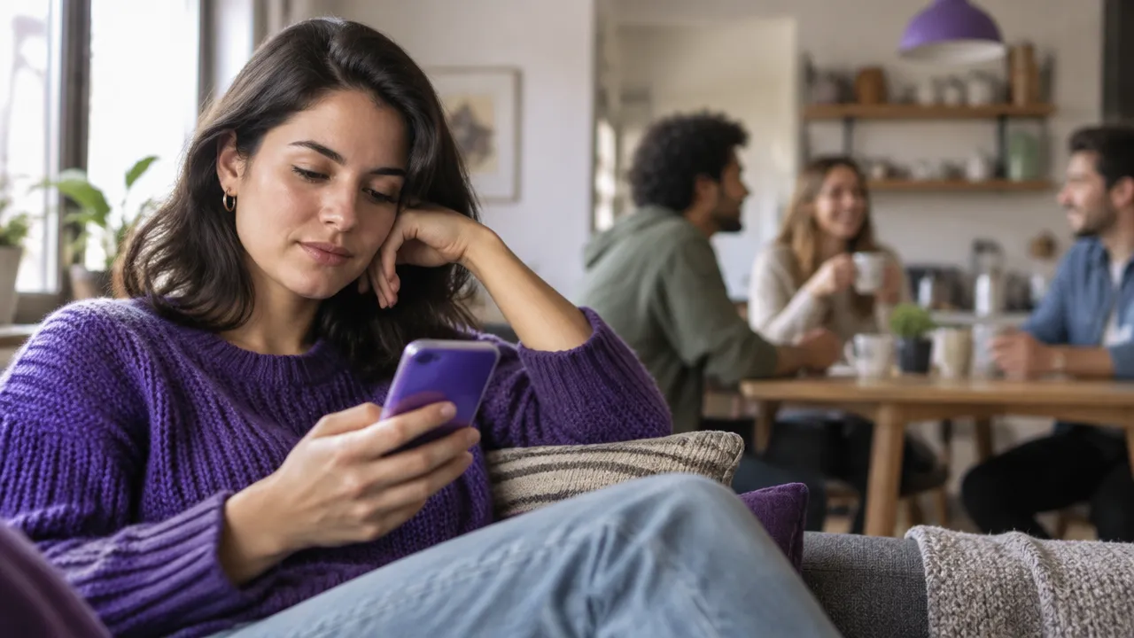 Pessoa compara mentalmente a própria rotina com imagens idealizadas vistas no celular