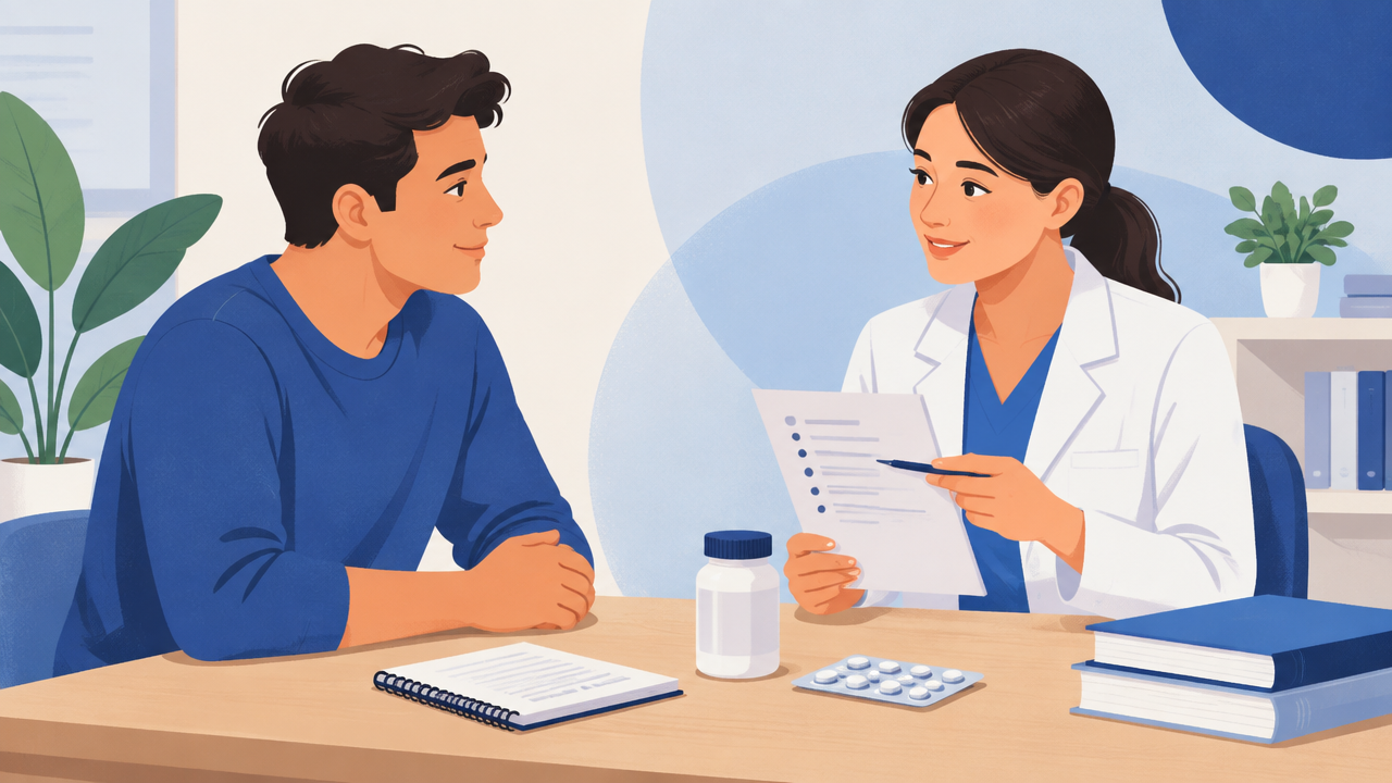 Pessoa conversando com profissional sobre o uso seguro de suplementos