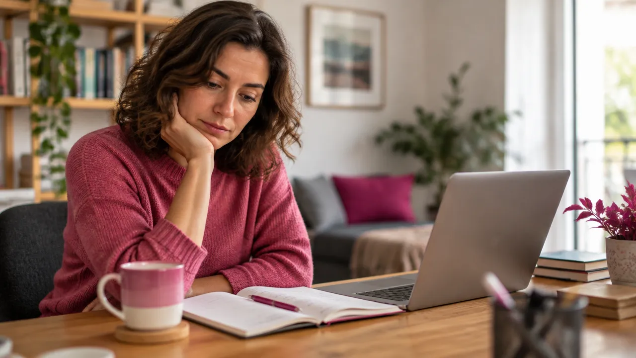Pessoa em home office fazendo uma pausa para observar o próprio estado emocional e registrar sinais de cansaço