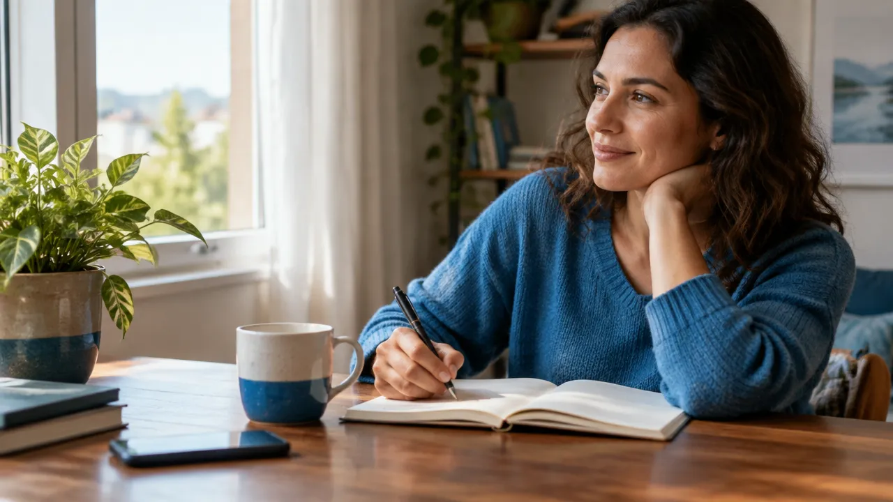 Pessoa escrevendo em um caderno como prática de diálogo interno mais justo e fortalecimento da confiança