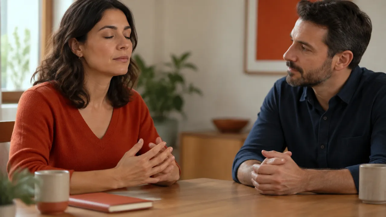 Pessoa faz uma pausa para respirar antes de responder durante uma conversa difícil