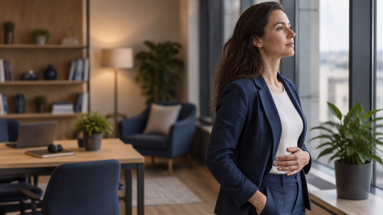 Pessoa faz uma pausa para se regular emocionalmente antes de responder a uma crítica no trabalho