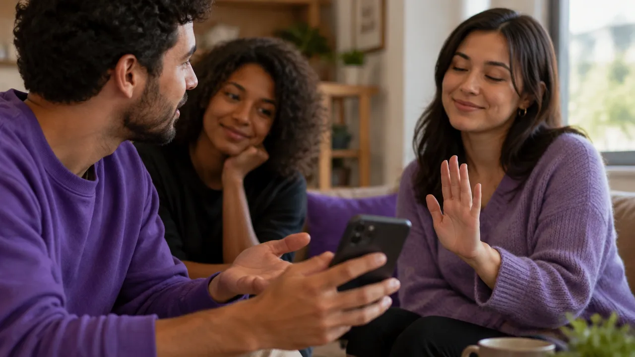 Pessoa pede autorização ao grupo antes de compartilhar uma foto feita com o celular