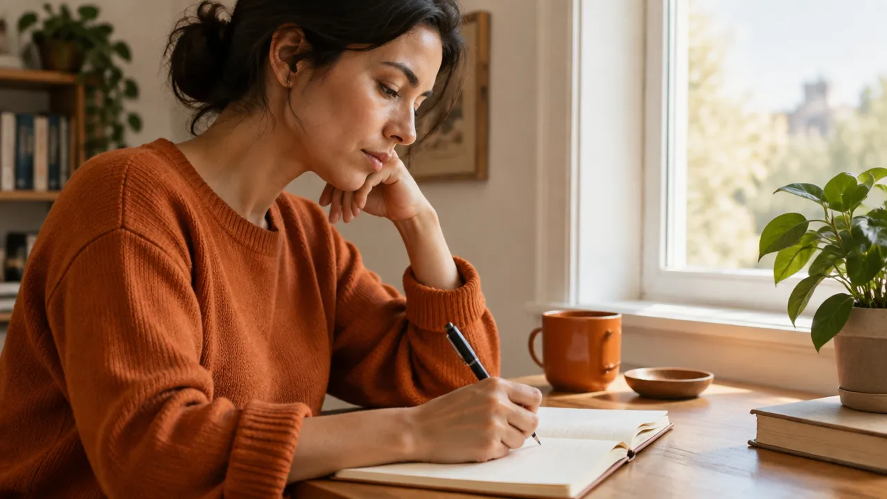 Pessoa registra em um caderno suas reflexões após receber um feedback inesperado