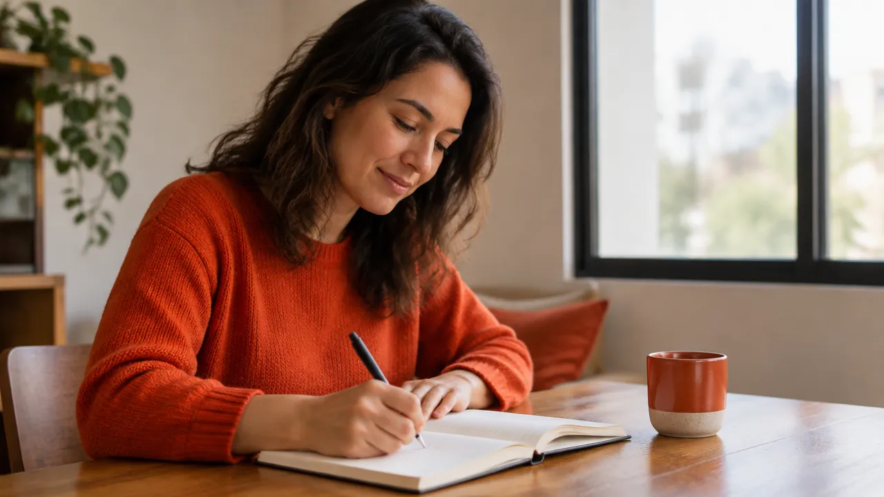 Pessoa registra em um caderno os gatilhos e padrões que deseja compreender