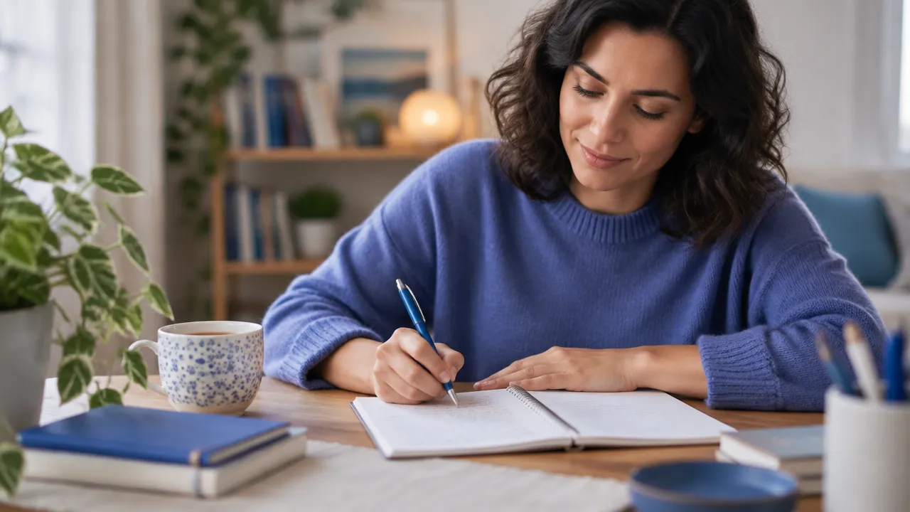 Pessoa registrando em um caderno uma reflexão construtiva após um erro