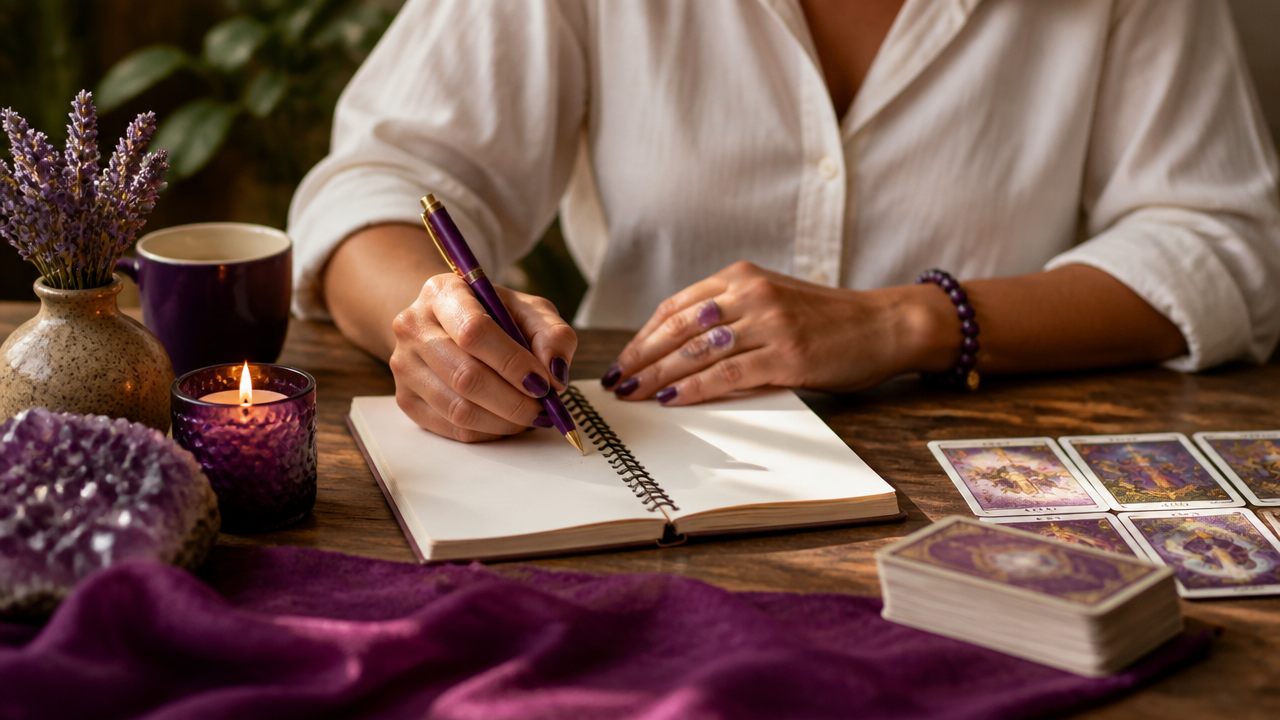 Pessoa transformando a leitura de tarot em um plano de ação escrito para recuperar a confiança