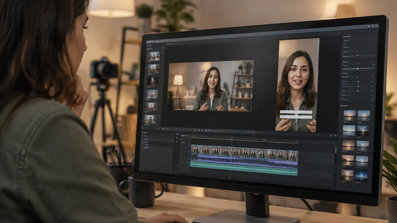 Vertical preview of a horizontal video with the face centered and space for captions