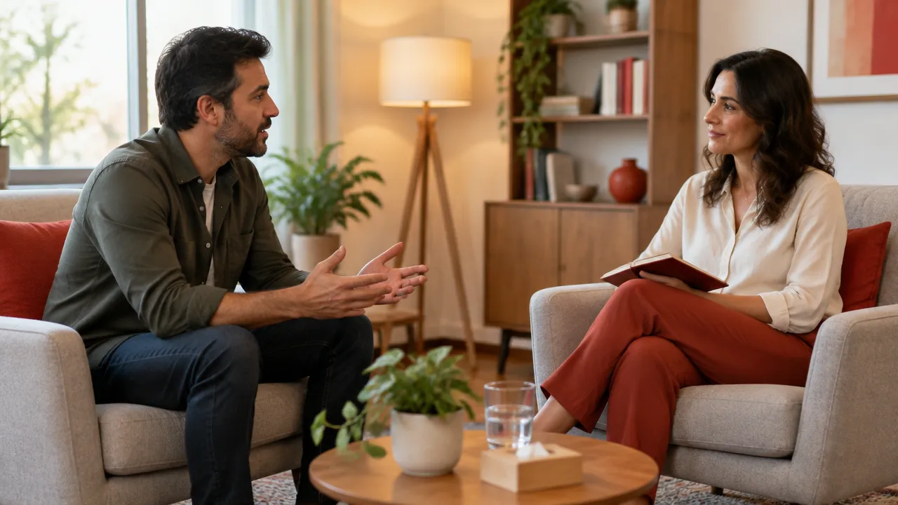 Primera sesión de psicoterapia con escucha atenta y conversación colaborativa